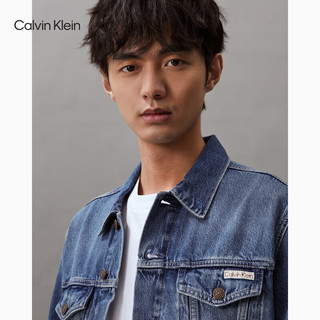 卡尔文·克莱恩 Calvin Klein Jeans24春夏男士经典布标铆钉扣翻领纯棉牛仔外套40TM715 587-牛仔蓝 M