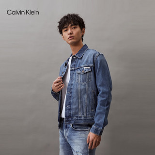 卡尔文·克莱恩 Calvin Klein Jeans24春夏男士经典布标铆钉扣翻领纯棉牛仔外套40TM715 587-牛仔蓝 M