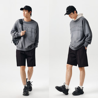 森马（Semir）卫衣男2024春季小众潮流字母刺绣上衣oversize 黑色调00399 170/88A/M