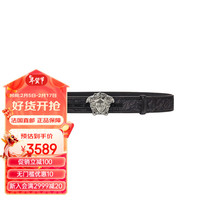 范思哲（VERSACE）男士黑色尼龙牛皮银扣美杜莎腰带4cm 110