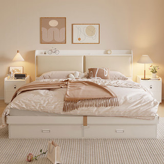 木月床北欧简约双人储物床高箱床主卧婚床卧室家具 1.5米床+R7M1床垫 床+23cm椰棕弹簧床垫