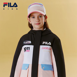 FILA【新雪丽绒】斐乐童装2024春中大童女童连帽外套两件套潮 传奇蓝-NV 160cm