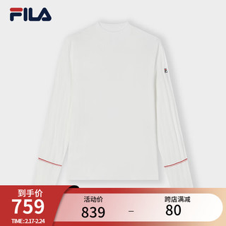 FILA 斐乐 女子织衫2024春时尚简约基础小高领内搭毛衣 蒸汽白-IV 160/80A/S