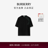 博柏利（BURBERRY）【】男装 格纹衣袖棉质 T 恤衫80846841 M 黑色80846841