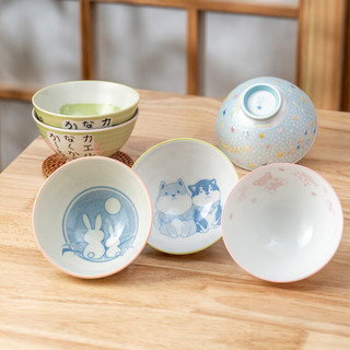 美浓烧（Mino Yaki）日式餐具釉下彩珠光釉沙拉碗水果碗饭碗家用陶瓷碗单个 珠光釉-柴犬
