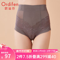 欧迪芬（Ordifen）塑身裤高腰女士蕾丝网纱弹力收腹舒适女士内裤XT3103 风悦灰 L