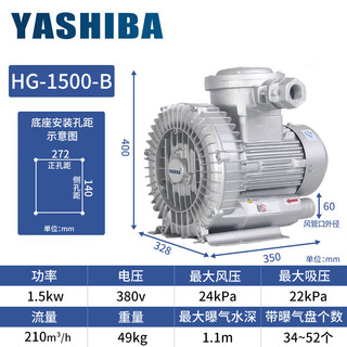 YASHIBAHG-1500-B 旋涡气泵轴流离心风机涡流鼓风机 HG510-15BF(1.5KW)