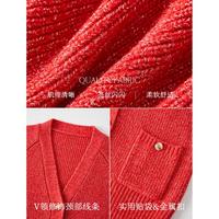 2024春季女装简约百搭香风插肩单排扣V领针织开衫上衣