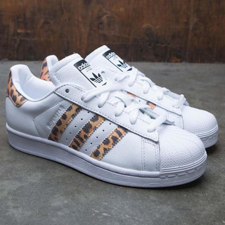 阿迪达斯 （adidas）女士运动板鞋Superstar W平底合脚防滑舒适合脚耐磨休闲鞋 whitecheetahcore black 37