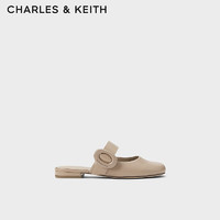 CHARLES&KEITH24春季法式平底包头半拖单鞋凉拖CK1-70580224 Beige米色 35