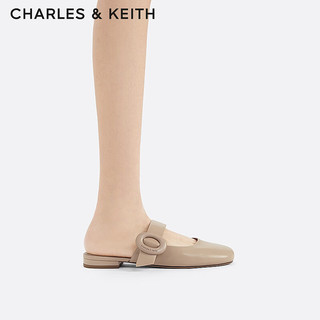 CHARLES&KEITH24春季法式平底包头半拖单鞋凉拖CK1-70580224 Beige米色 35