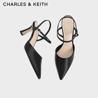 CHARLES&KEITH24春季法式复古尖头高跟凉鞋女CK1-60361501 Black黑色 37