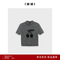 IMMI马海毛提花樱桃短袖毛衣132KN040Y 花灰 1