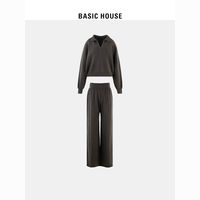 BASICHOUSE 百家好 Basic House/百家好纯色慵懒风卫衣女2023秋冬韩版高腰直筒裤套装