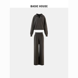 BASICHOUSE 百家好 Basic House/百家好纯色慵懒风卫衣女2023秋冬韩版高腰直筒裤套装