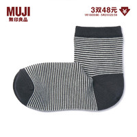 MUJI 無印良品 无印良品 MUJI 女式 合脚直角 袜口无橡筋短袜袜子女袜DAI03A2A短筒休闲袜 深灰色条纹 23-25cm/36-40码