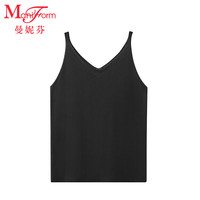 曼妮芬(Maniform)舒适打底背心可外穿小衫女士百搭v领无痕内穿吊带20400359 020黑色 160/88A
