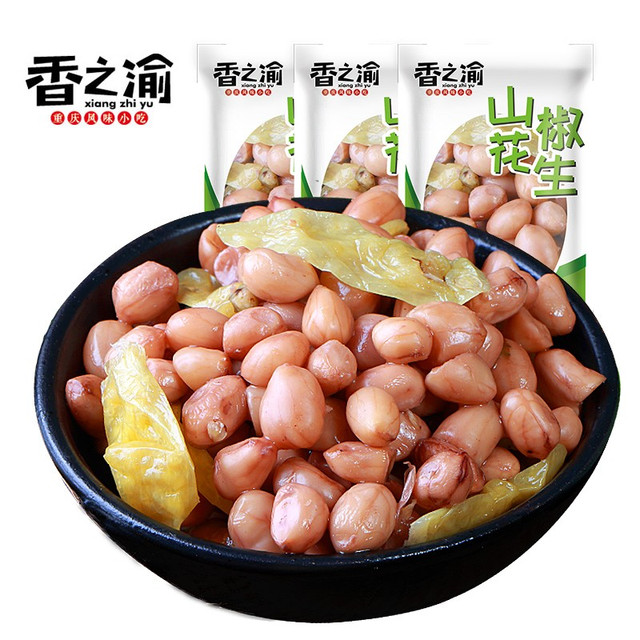 香之渝 泡椒花生米野山椒水煮花生重庆特产小吃零食 山椒花生500g
