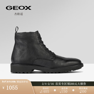 GEOX杰欧适男鞋纯色酷帅舒适时尚马丁靴U36DRA 黑色C9999 44
