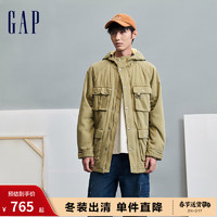 Gap男装冬季2023LOGO工装多口袋连帽外套836565加厚保暖夹克 沙色 175/96A(L)亚洲尺码