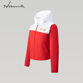 HONMA【时尚高尔夫】女士拉链外套龙年撞色防泼水外套上衣可拆卸帽 白/红 XS