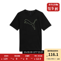 PUMA 彪马 官方 新款男子训练运动印花短袖T恤 PERFORMANCE CAT 526270 黑色-荧-51