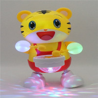 好沐音（haomuyin）会唱歌跳舞的玩具带灯光音乐婴幼儿学爬行宝宝训练抬头电动小老虎 黄色打鼓老虎普通电池 高21厘米