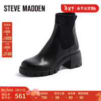 史蒂夫·马登 STEVE MADDEN/思美登秋冬显瘦粗跟弹力靴切尔西靴短靴女 HAYL-L 黑色 40