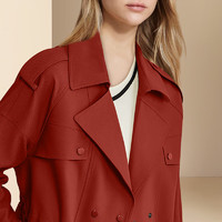 迪菲丽格迪菲丽格复古气质红色风衣外套女2024年春季显瘦时尚百搭上衣 图片色 XXL（图片色3月7日前发货）