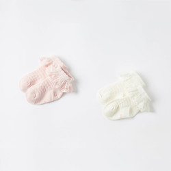 DAVE&BELLA 戴维贝拉 儿童袜子夏季薄款女童短袜小童宝宝透气花边袜