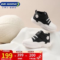 88VIP：DR.KONG 江博士 学步鞋运动鞋 冬季男童简约舒适儿童鞋B14234W008A黑/白加绒 24 24码 脚长约14.2-14.8