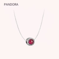 PANDORA 潘多拉 [送对象礼物]Pandora/潘多拉红猫眼粉红色闪耀的心时尚925银项链