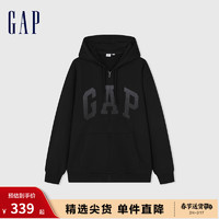 Gap男女装春季2024LOGO连帽法式圈织软卫衣885513外套 黑色 165/88A(S)亚洲尺码