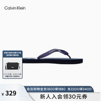 Calvin Klein Jeans24春夏男字母满印鞋底沙滩泳池人字拖凉拖鞋YM00952 0G7-深海蓝 41