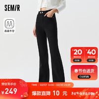 森马（Semir）森柔牛仔|牛仔裤女潮酷喇叭裤春季2024街头长裤 牛仔黑98301 24