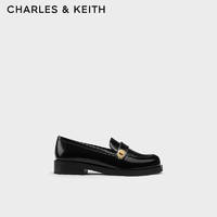 CHARLES&KEITH24春复古金属扣粗跟乐福鞋小皮鞋子女鞋女士CK1-70920143 Black Box黑色 41