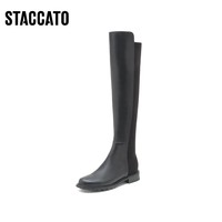STACCATO 思加图 官方冬季新款简约超长靴圆头及膝靴弹力靴女皮靴9Y617DC1