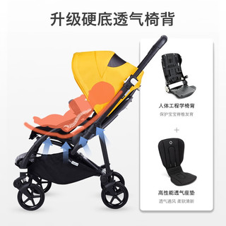 博格步【】荷兰Bugaboo Bee6博格步多功能轻便城市型折叠婴儿推车 黑架朱砂红 麻灰座