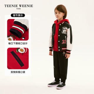 Teenie Weenie Kids小熊童装24春夏男女童撞色棒球服式棉服 黑色 130cm