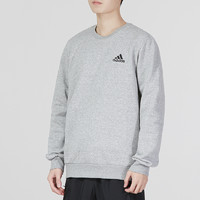 adidas 阿迪达斯 圆领卫衣男2023冬季新款运动服灰色加绒保暖套头衫