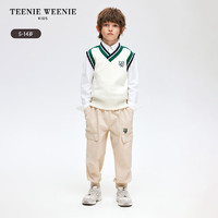 Teenie Weenie Kids小熊童装24春夏男童松紧束脚运动裤 米色 130cm