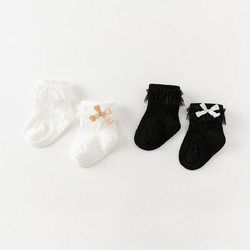 DAVE&BELLA 戴维贝拉 儿童袜子2024新款春装女童弹力短袜宝宝婴幼儿甜美公主袜