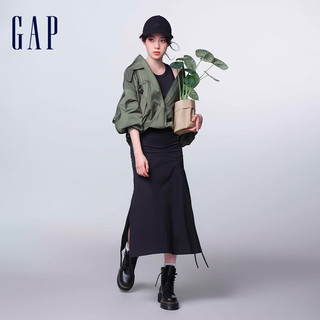 Gap 盖璞 男女装春季2024新款LOGO飞行员夹克876979外套 草绿色 175/96A(L)亚洲尺码