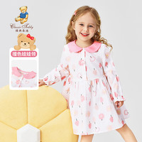 Classic Teddy精典泰迪女童连衣裙儿童裙子中小童纯棉碎花公主裙 粉色 130