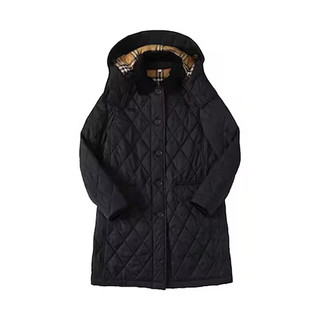 BURBERRY 女士黑色聚酯绗缝长款棉服80790821 M