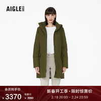 AIGLE艾高女士GTX INF防风加厚保暖羽绒服中长款鹅绒极寒羽绒服 卡其绿 Q2721(21秋冬款) 36