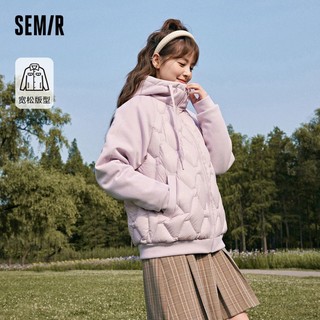 Semir 森马 外套女三防宽松拼接连帽夹克春装温柔插肩袖薄羽绒服百搭