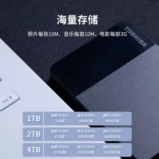 TOSHIBA 东芝 移动硬盘1t 2t 4t 可选新小黑b3商务款高速硬盘USB3.2