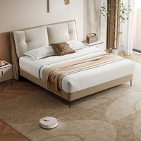 芝华仕（CHEERS）科技布艺床头软包现代极简轻奢主卧大床排骨架家具双人C385米1.8m 高脚款1.8m不含床垫-海沙米