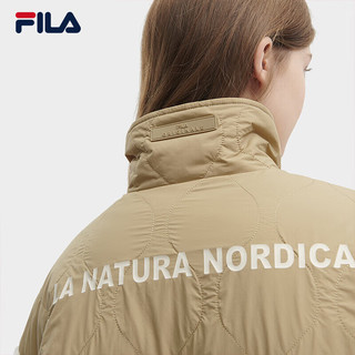 FILA 斐乐 官方女士羽绒服2023冬时尚休闲泰迪绒拼接立领外套